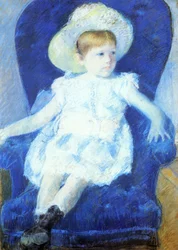Elsie in einem blauen Stuhl